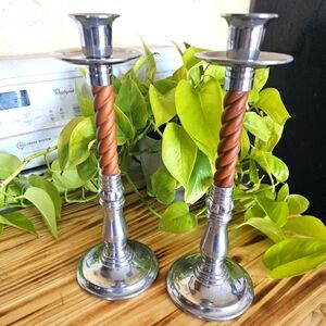 Vintage Reed & Barton Twisted Wood Candle Holders